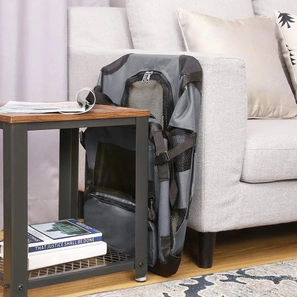 Caixa dobrável para cães, caixa de transporte em tecido de rede 70 x 52 x 52 cm cinzento