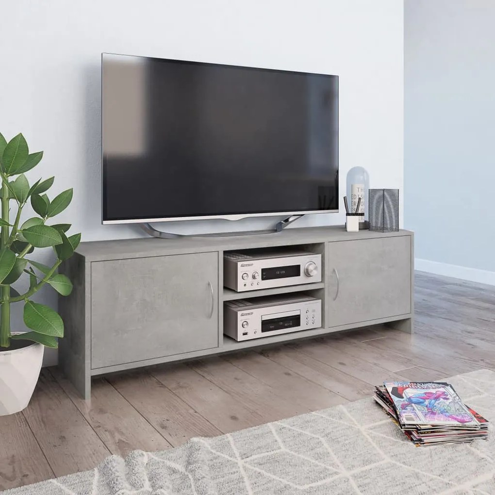 vidaXL Móvel de TV 120x30x37,5 cm contraplacado cinzento cimento