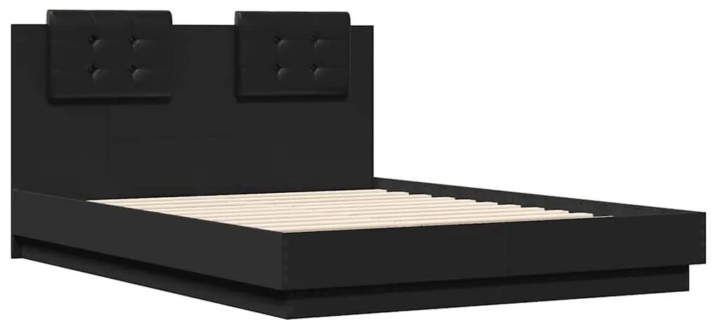 Estrutura cama c/ cabeceira 120x190 cm derivados madeira preto