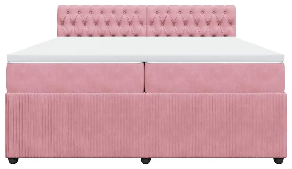 Cama com molas/colchão 200x200 cm veludo rosa