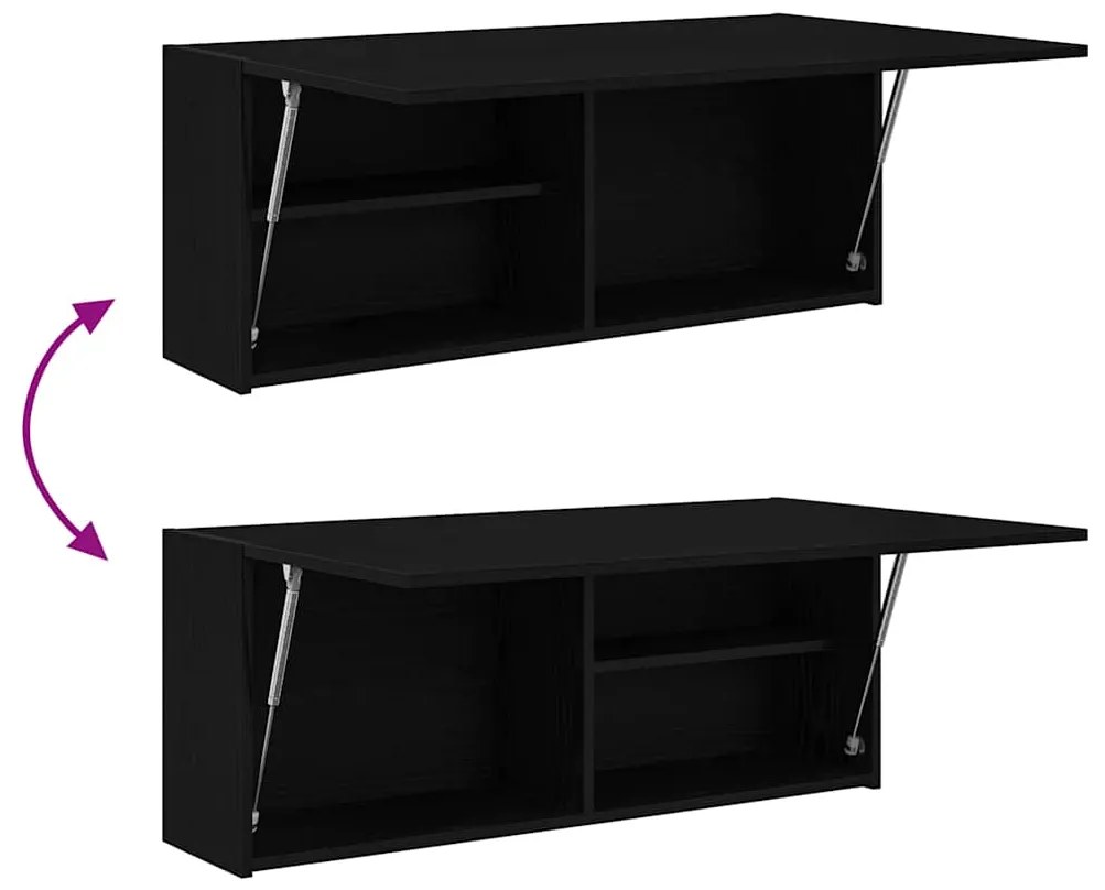 Armário parede p/ casa banho 100x25x40 cm deriv. madeira preto