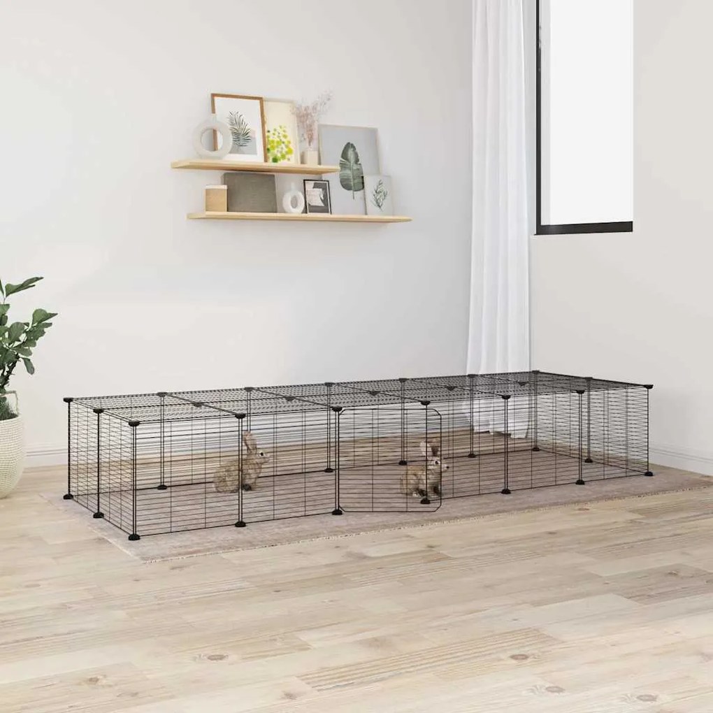 Gaiola p/ animais de 28 painéis c/ porta 35x35 cm aço preto