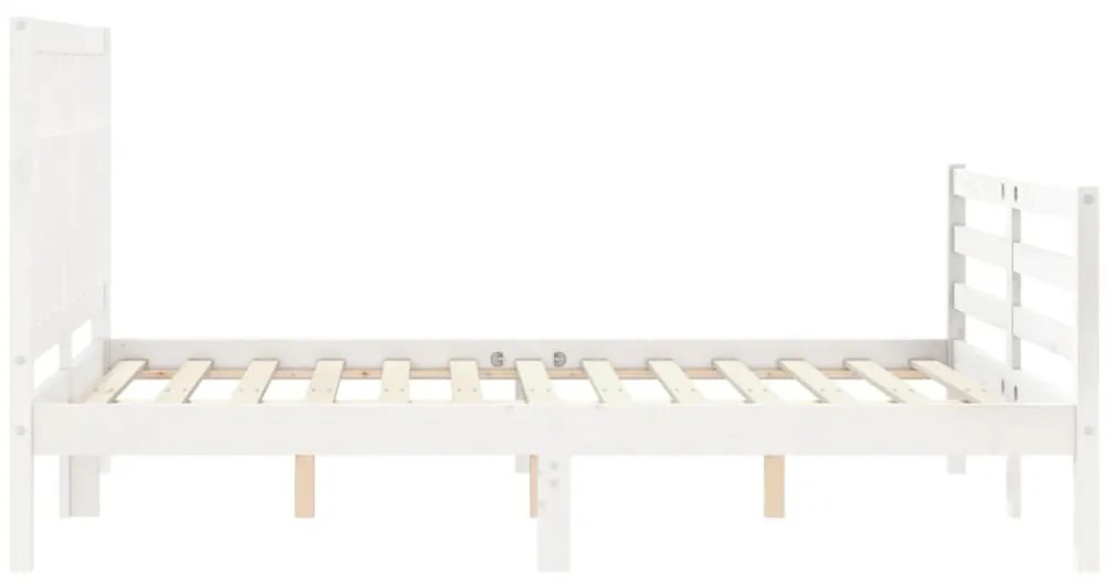 Estrutura de cama com cabeceira 140x200cm madeira maciça branco