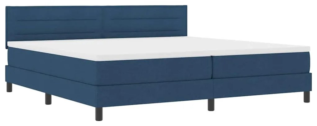 Cama Box Spring com Colchão Azul 200x200 cm Tecido