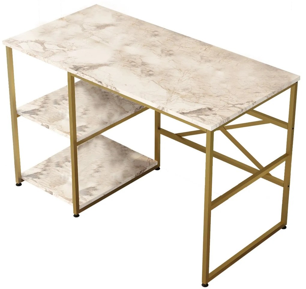 Secretária VG23 – Mármore Branco e Dourado – 120x75x60 cm
