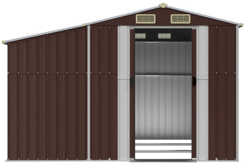 Abrigo de jardim 277x279x179 cm aço galvanizado castanho