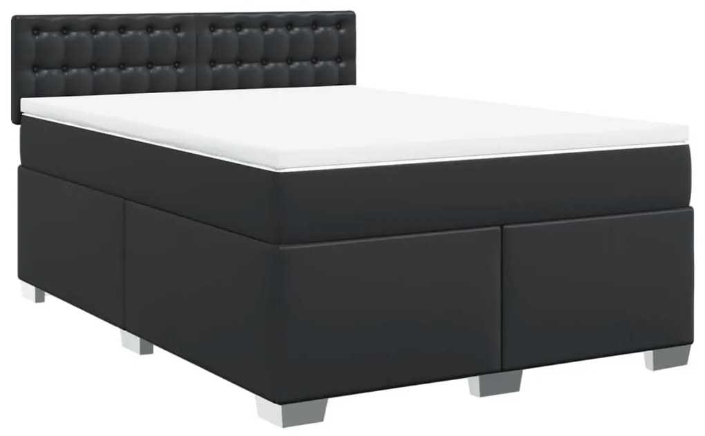 Cama com Molas/Colchão e Luzes Led - 140x200 cm - Couro Artificial Pre