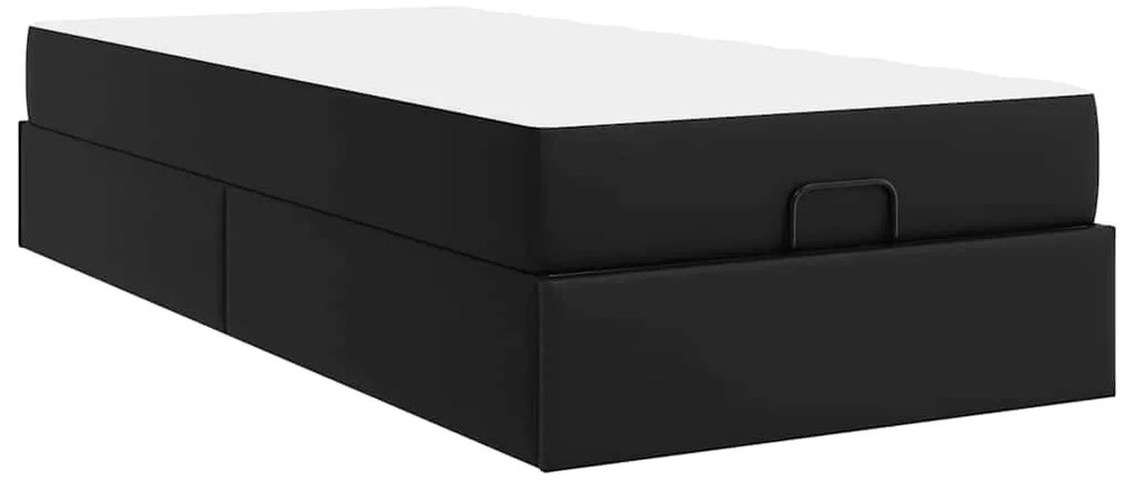 Estrutura de cama com colchão Preto 80 x 200 cm Couro sintético