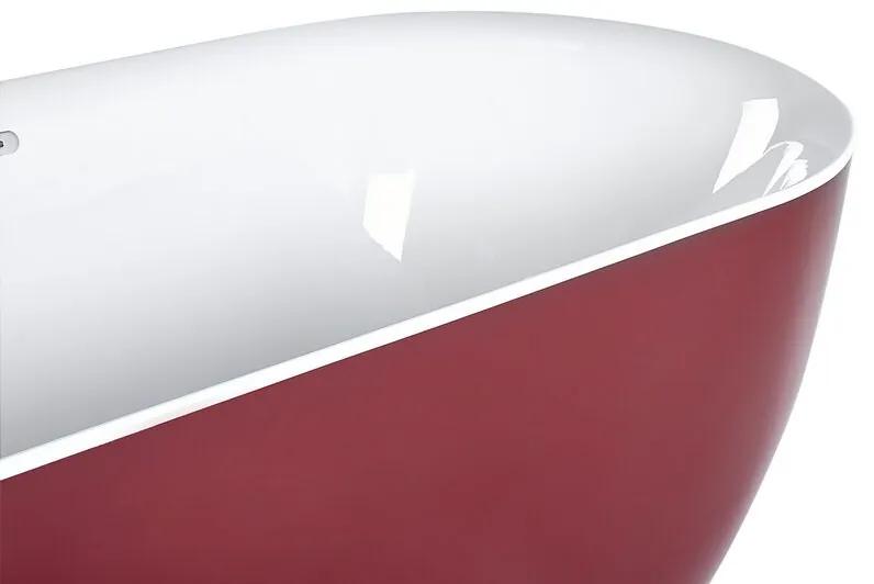 Banheira autónoma em acrílico vermelho 170 x 80 cm CARRERA Beliani