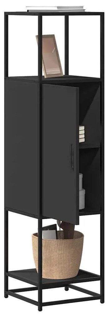 vidaXL Armário alto 35,5x35x139 cm derivados madeira e metal preto