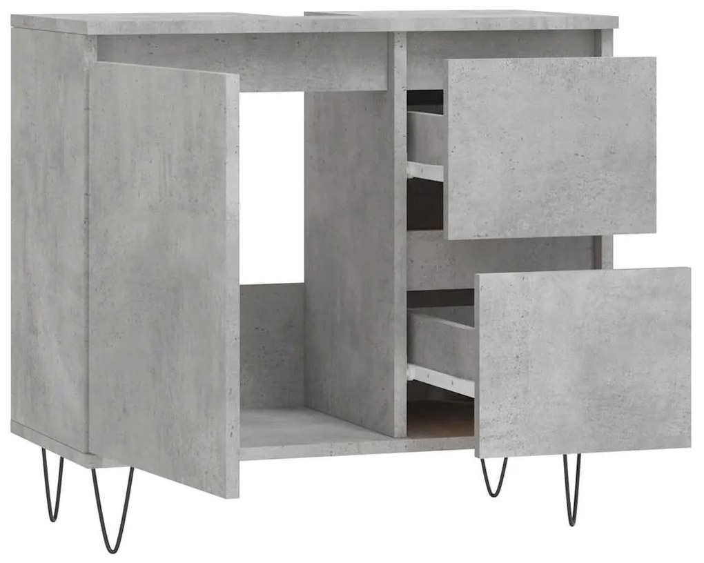 Armário WC 65x33x60 cm derivados de madeira cinzento cimento