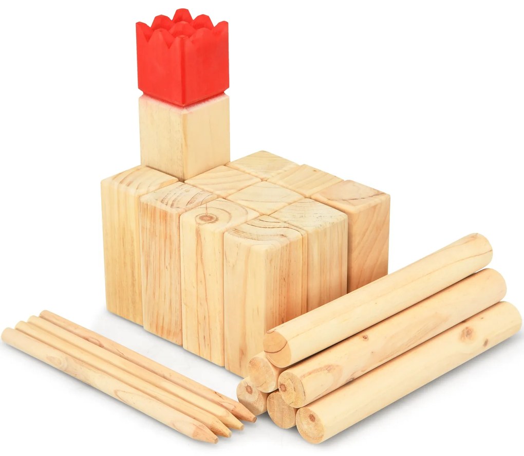 Conjunto de Jogo para exterior de Madeira Crianças, Adultos e Família Natural e Vermelho