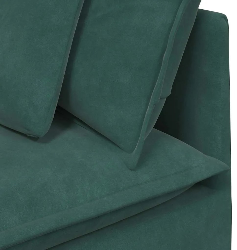 Sofá modular com almofadas veludo verde-escuro