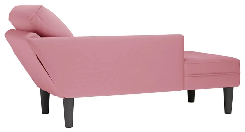 Chaise lounge c/ almofada/apoio de braços direito veludo rosa