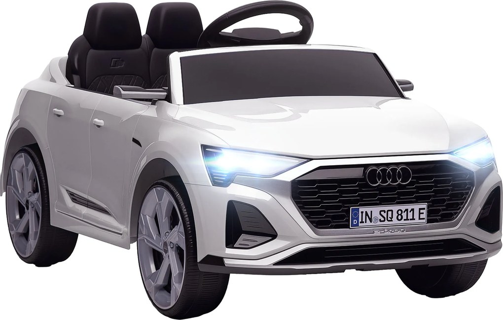 AIYAPLAY Carro Elétrico para Crianças Carro Audi Q8 Etron Sportback Infantil 12V Faróis Buzina e Música 98x49,5x43 cm Branco | Aosom Portugal