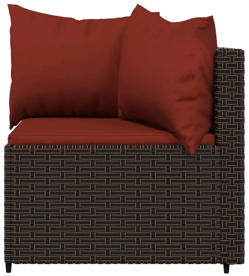 4 pcs conjunto lounge jardim c/ almofadões vime PE castanho