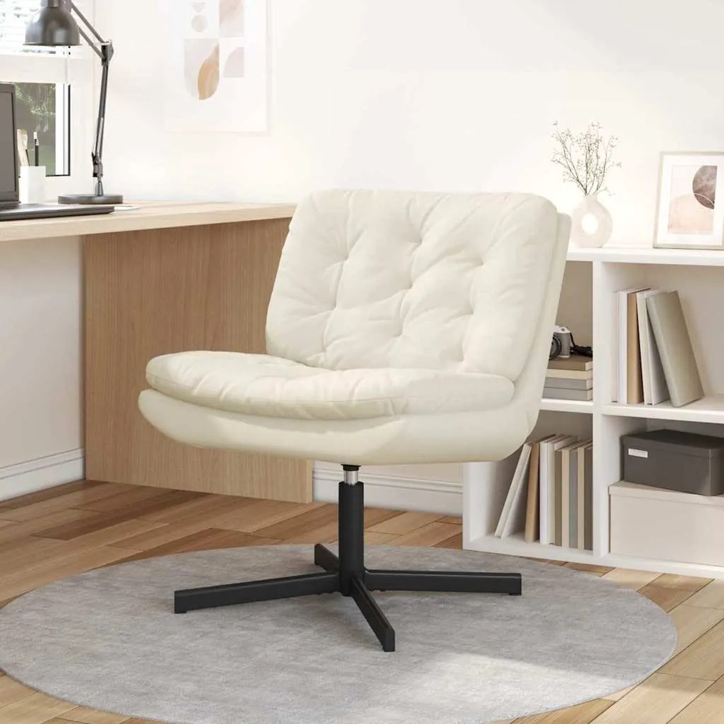 Cadeira Relaxante Giratória Creme 63 x 75 x 76 cm Veludo