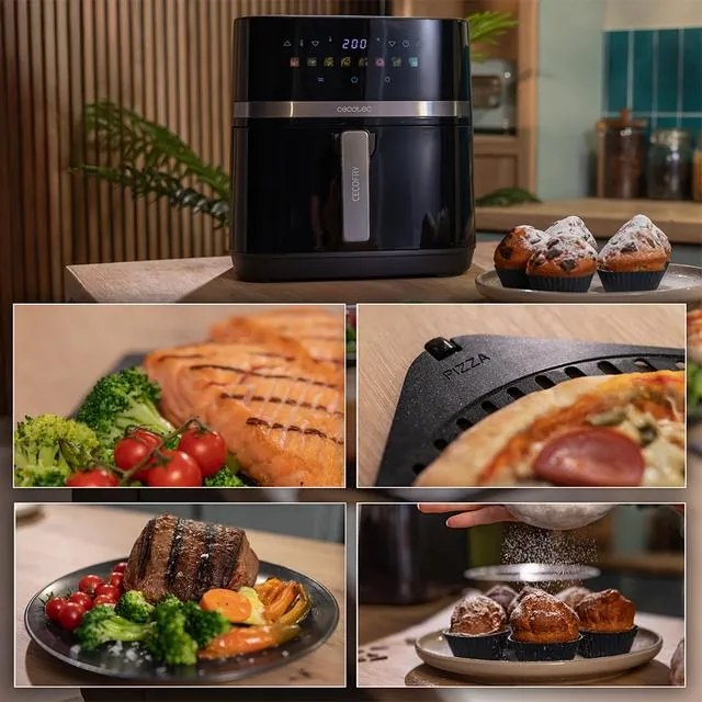 Fritadeira AirFryer Cecofry&Grill Duoheat 8000  com dupla resistência para um dourado perfeito e um sabor a grelhado nas carnes, 8 litros de capacidad