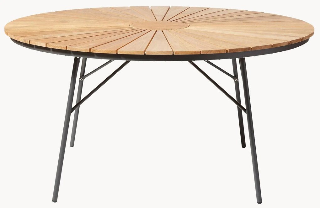 Mesa de jardim redonda com tampo em madeira de teca Ellen, vários tamanhos