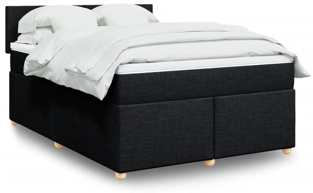 Cama com molas/colchão 160x200 cm tecido preto
