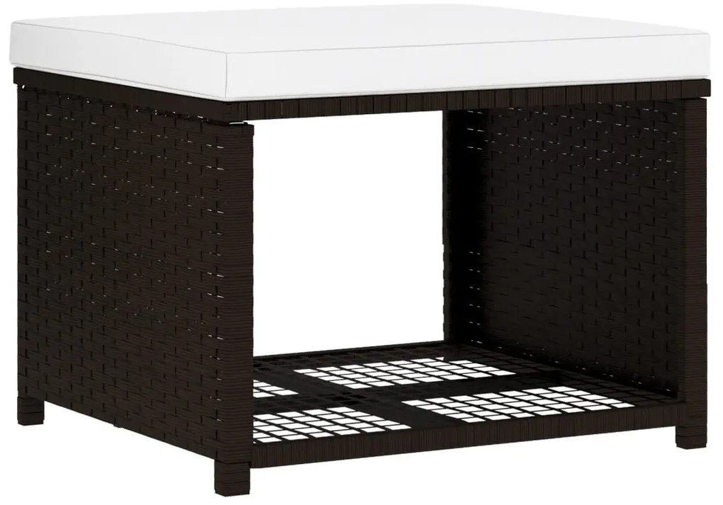 4 pcs conjunto lounge para jardim vime PE castanho