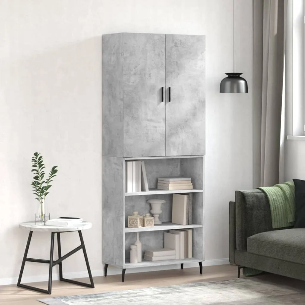 vidaXL Armário alto 69,5x34x180 cm derivados de madeira cinza cimento