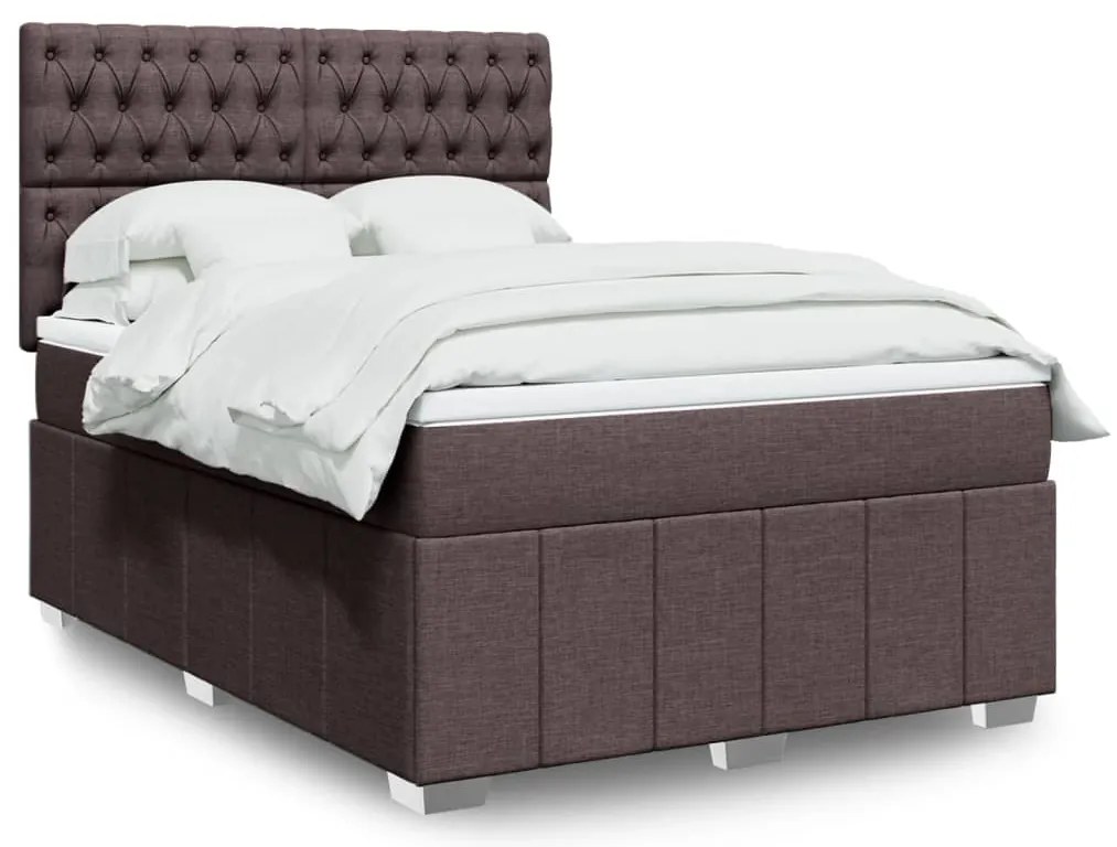 vidaXL Cama com molas/colchão 160x200 cm tecido castanho-escuro