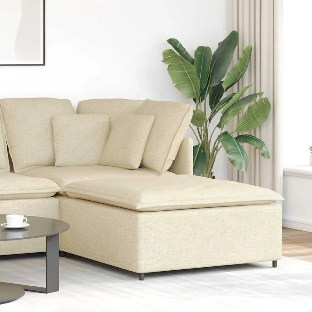 vidaXL Sofá Modular Pufe Módulo Creme 100x100x48 cm
