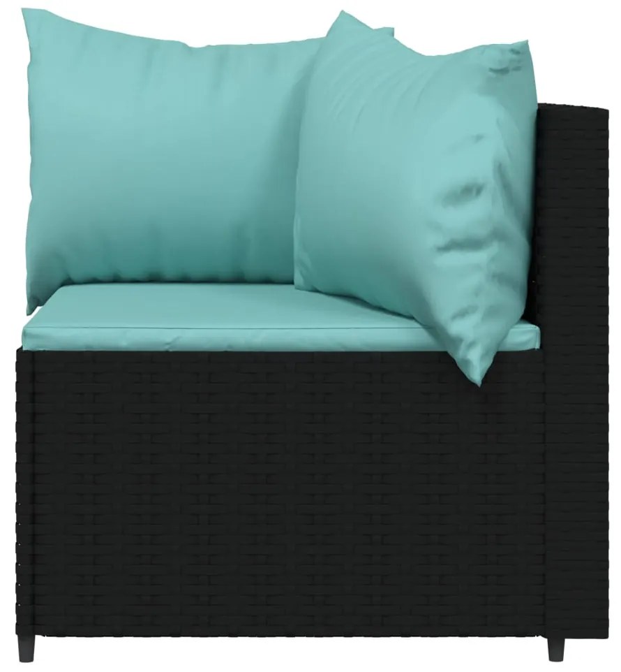 4 pcs conjunto lounge de jardim c/ almofadões vime PE preto