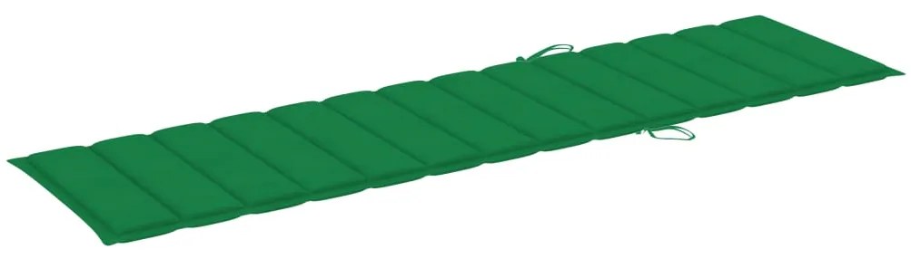 Espreguiçadeira com almofadão verde madeira teca maciça
