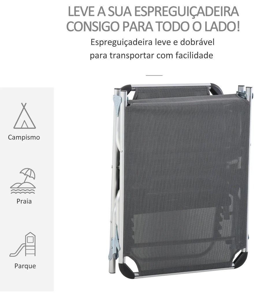 Espreguiçadeira de Jardim Dobrável com Apoio para a Cabeça Removível e