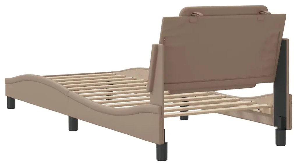 Estrutura cama cabeceira 90x200 cm couro artificial cappuccino