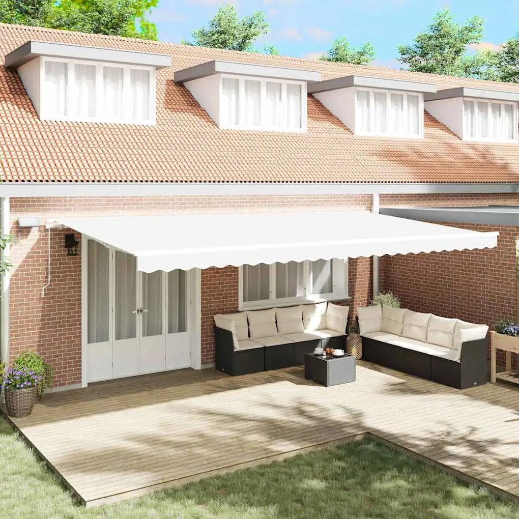 vidaXL Toldo Retrátil Manual Branco 600 × 350 cm Tecido e Aço