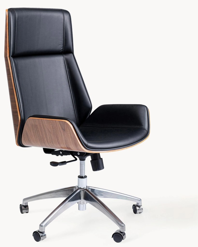 Cadeira de escritório em couro sintético regulável em altura Rouven