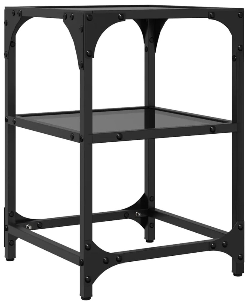 Mesas de centro c/ tampo em vidro preto 2 pcs 30x30x45 cm aço