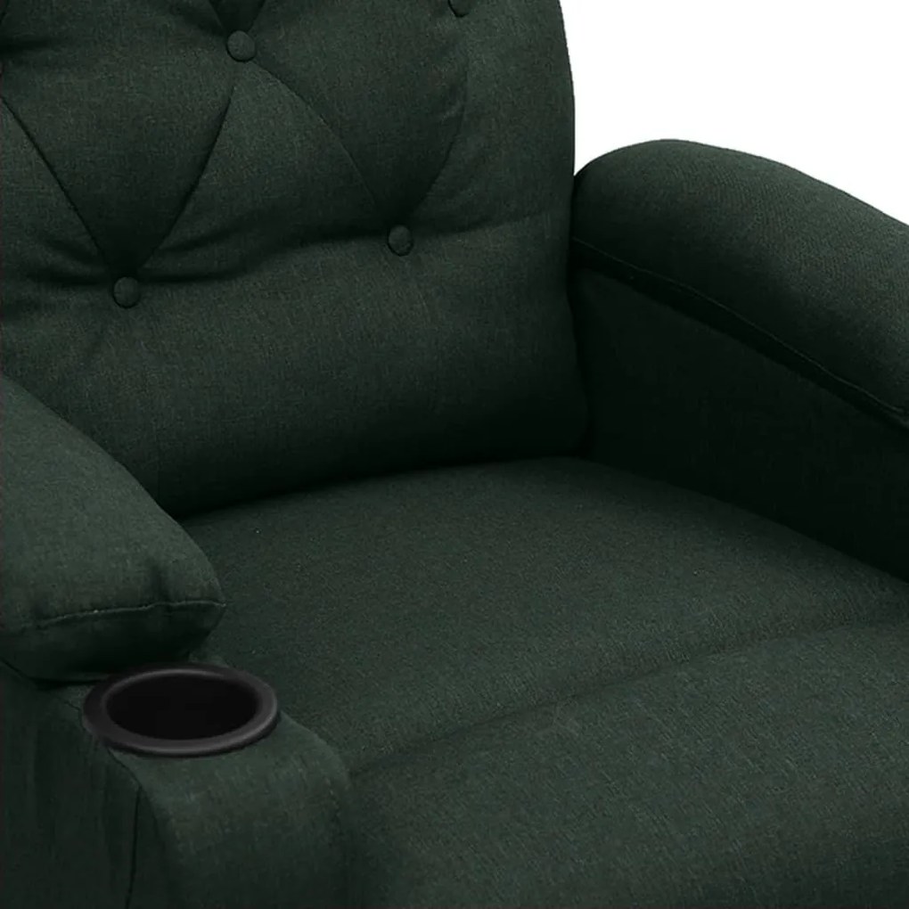 Poltrona de massagens elétrica tecido verde-escuro