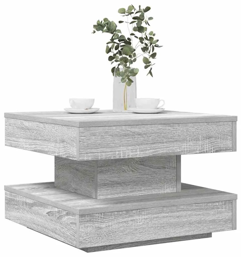 Mesa de centro rotativa a 360 graus 50x50x34,5 cm sonoma cinza