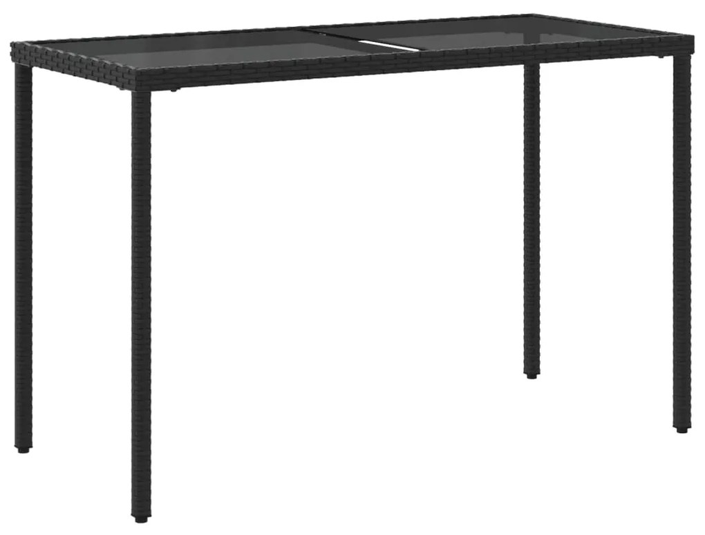 Mesa de jardim com tampo de vidro 115x54x74 cm vime PE preto
