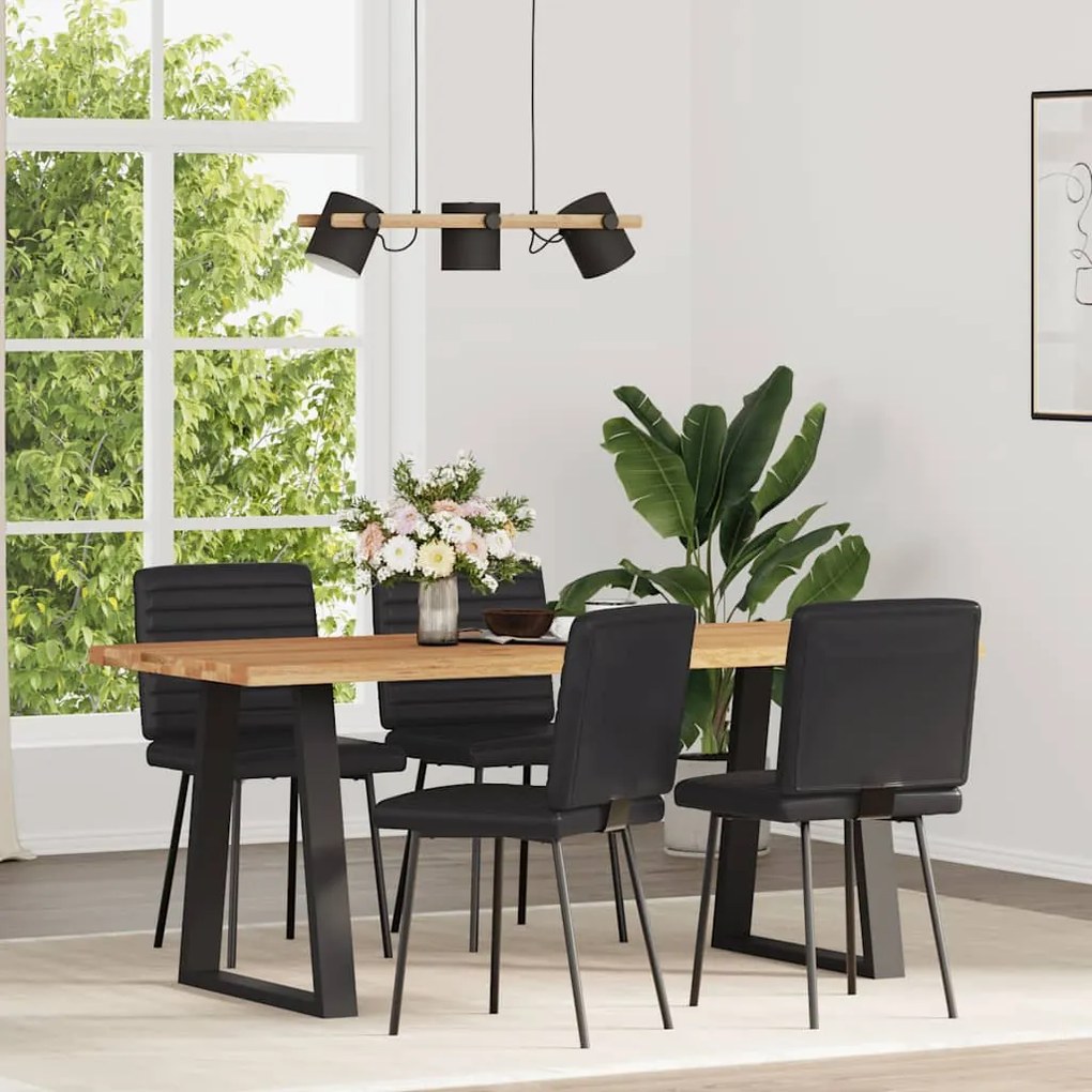 Cadeiras de jantar 4 pcs couro artificial preto