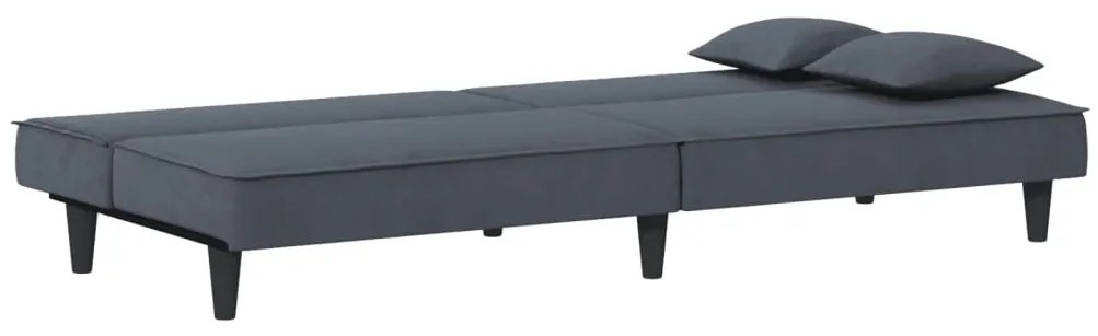 Sofá-cama veludo cinzento-escuro