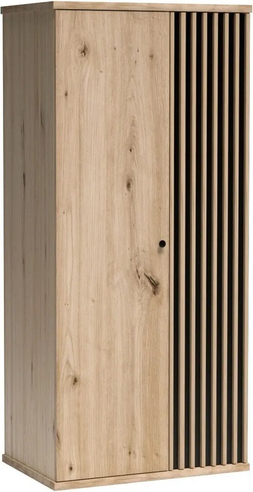 Roupeiro Venmava 100, Preto, Carvalho Artisan, 191x86x58cm, 69 kg, Portas para roupeiro: Com dobradiças, Número de prateleiras: 4, Número de prateleiras: 4