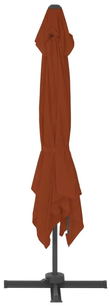 Guarda-sol de jardim cantilever c/ poste de alumínio terracotta