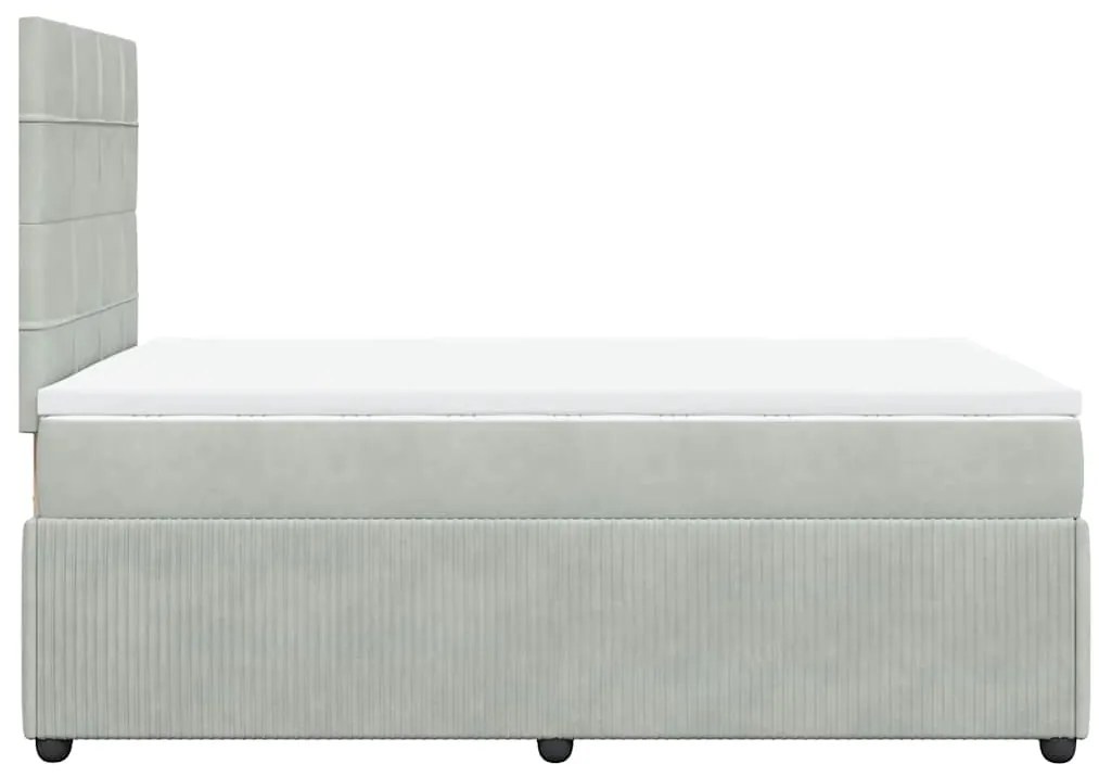 Cama boxspring com colchão 120x190 cm veludo cinzento-claro