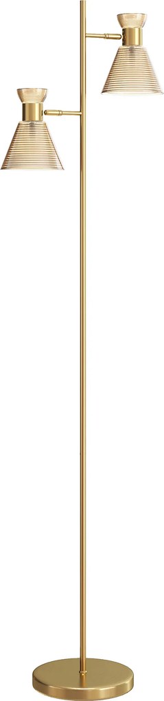 HOMCOM Candeeiro de pé para sala com dupla cabeça ajustável, candeeiro de pé, abat-jour em vidro floral, 42 x 25 x 165 cm, dourado | Aosom Portugal