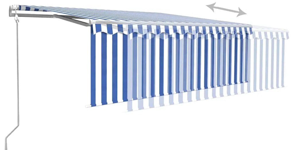 Toldo retrátil automático com estore 4x3 m azul e branco