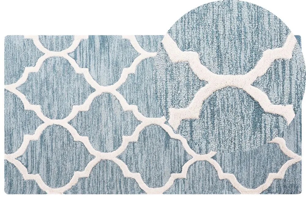 Tapete de lã azul 80 x 150 cm YALOVA Beliani