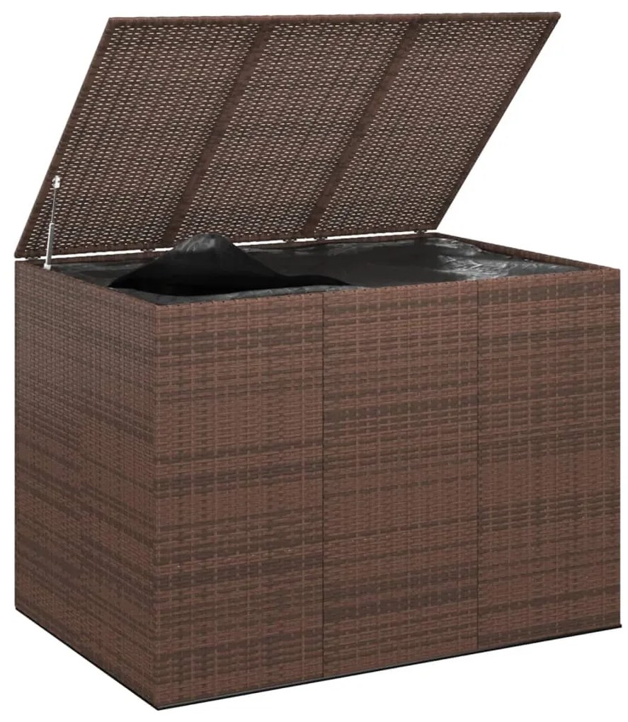 Caixa para almofadões de jardim 145x100x103 cm vime PE castanho