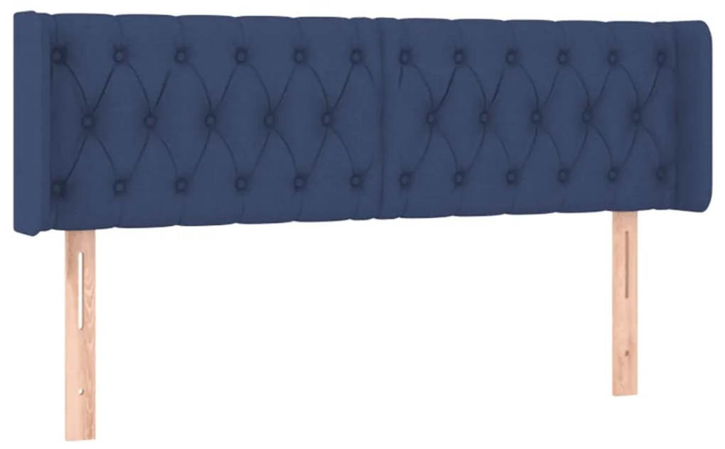 Cabeceira de cama c/ luzes LED tecido 163x16x78/88 cm azul