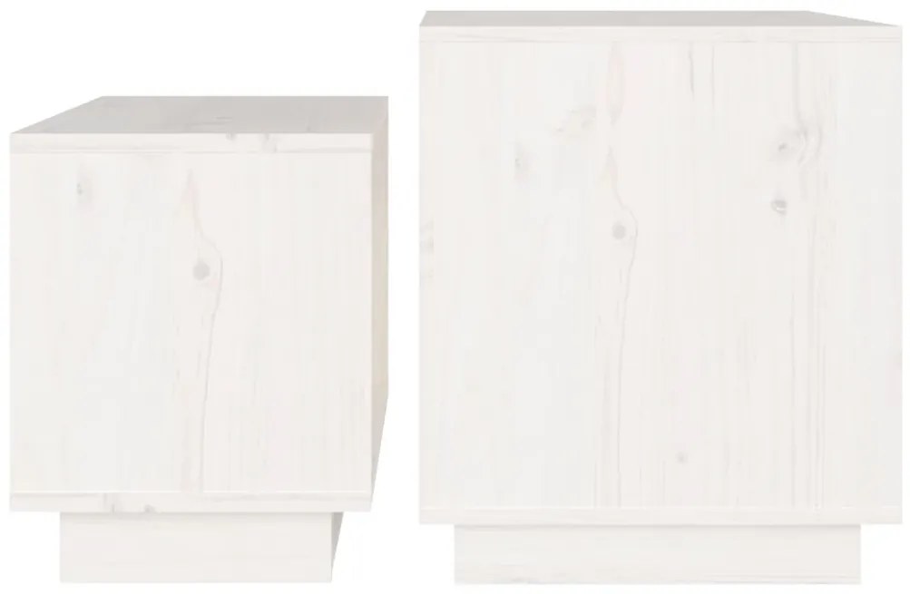 Mesas de centro de encastrar 2 pcs pinho maciço branco