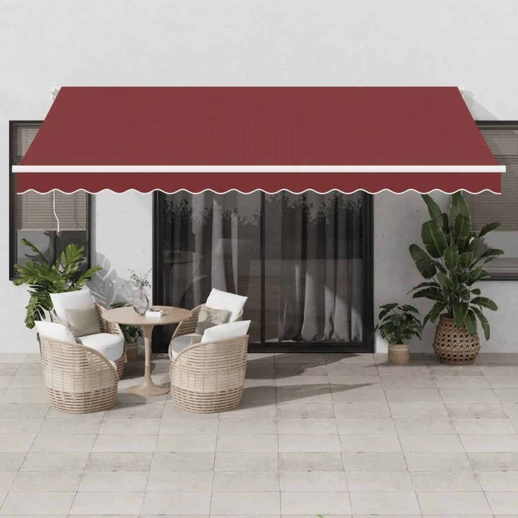 Toldo retrátil automático com luz LED 450x300 cm bordô